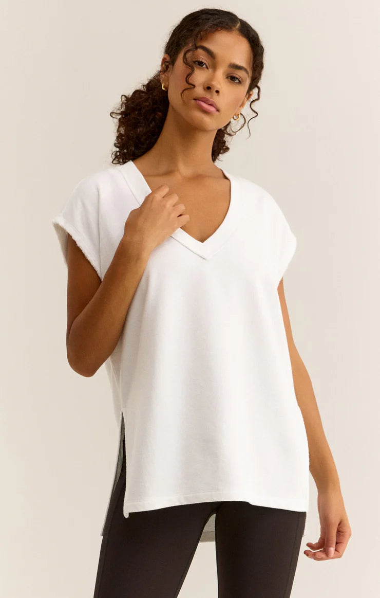 z supply on the weekends top in white-front view