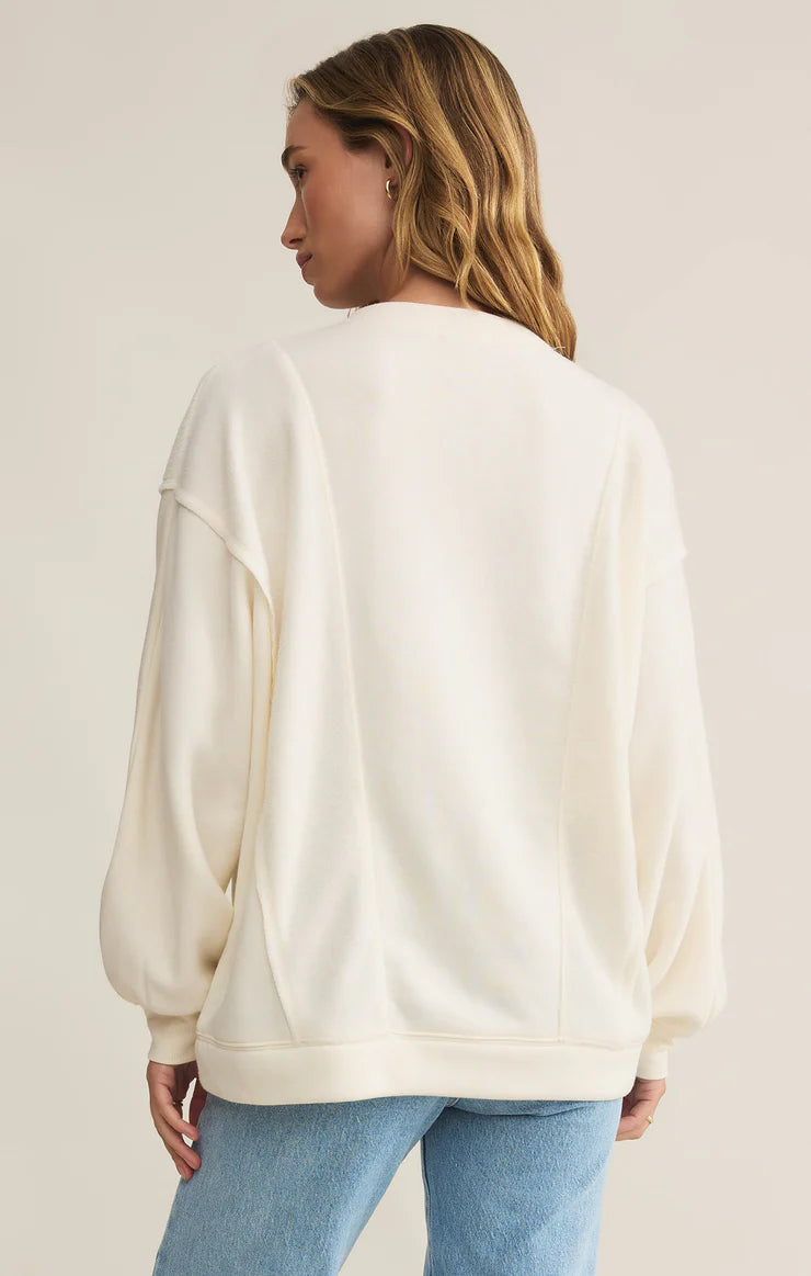 Z SUPPLY Out Of Towner Sweatshirt in sea salt-back