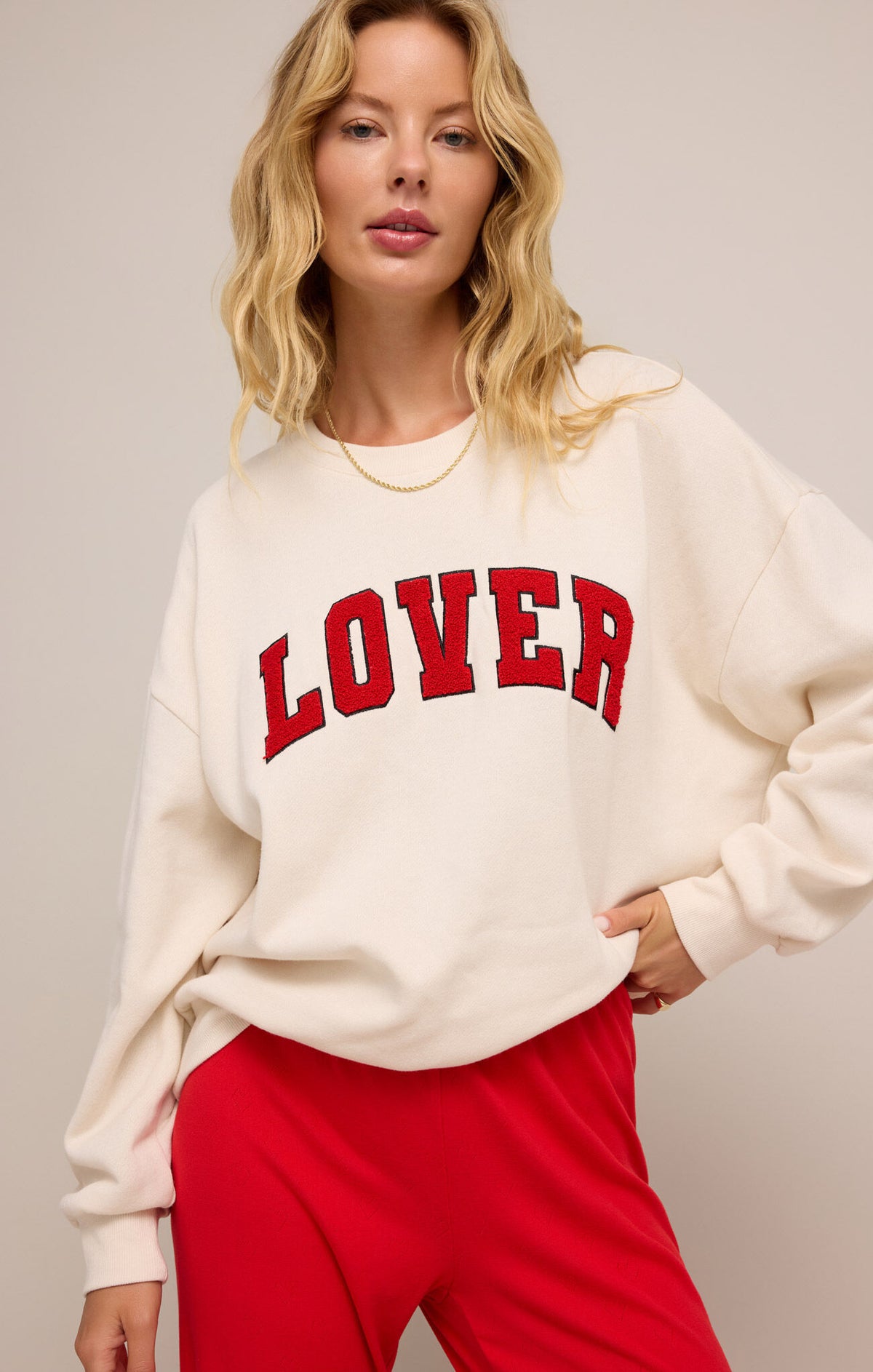 Z SUPPLY Lover Oversized Sweatshirt in vanilla ice-front