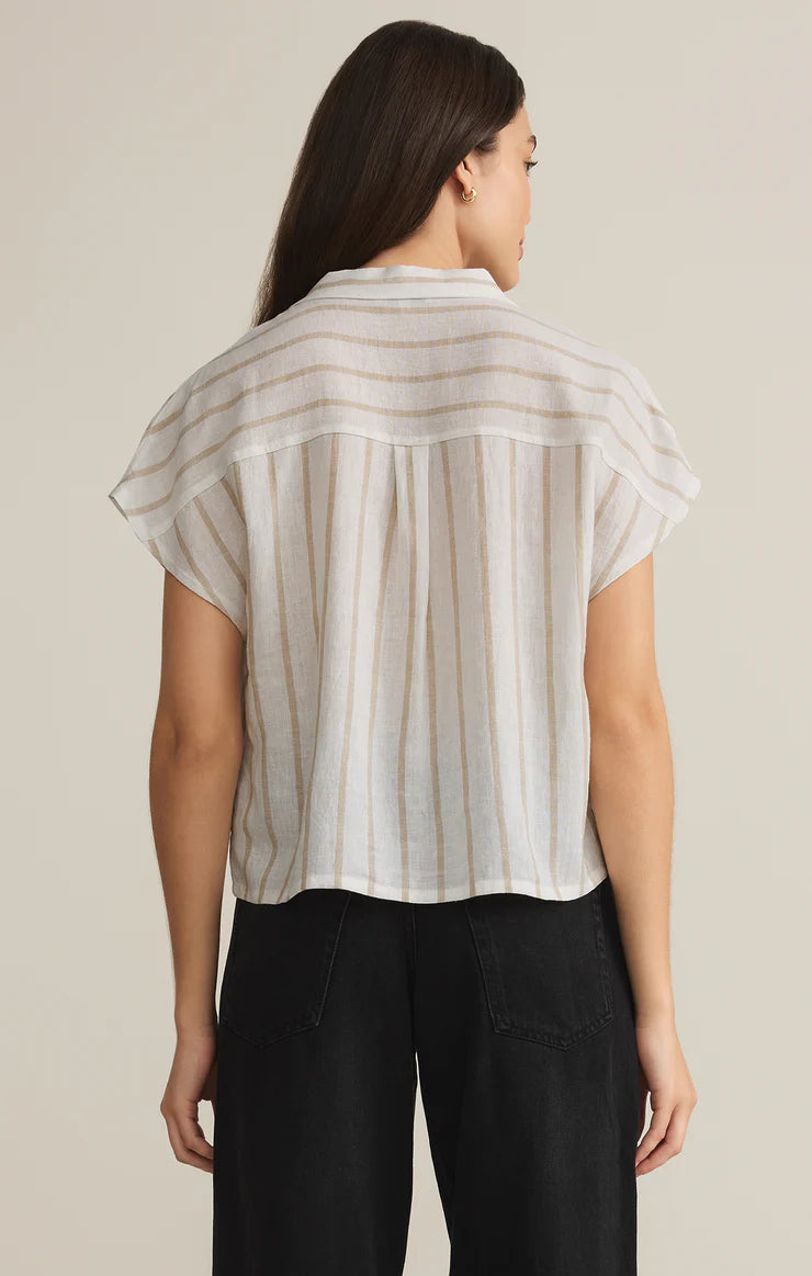 Z SUPPLY Parallel Button Down Top in cement-back