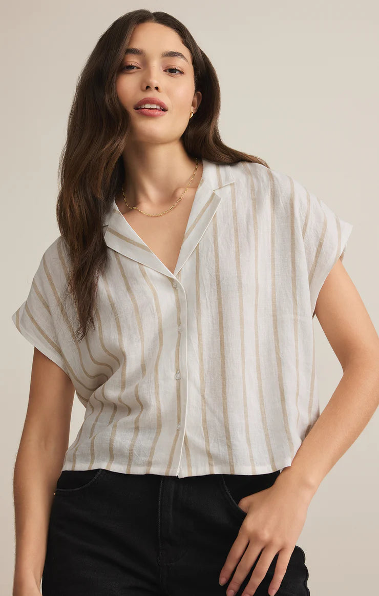 Z SUPPLY Parallel Button Down Top in cement-front