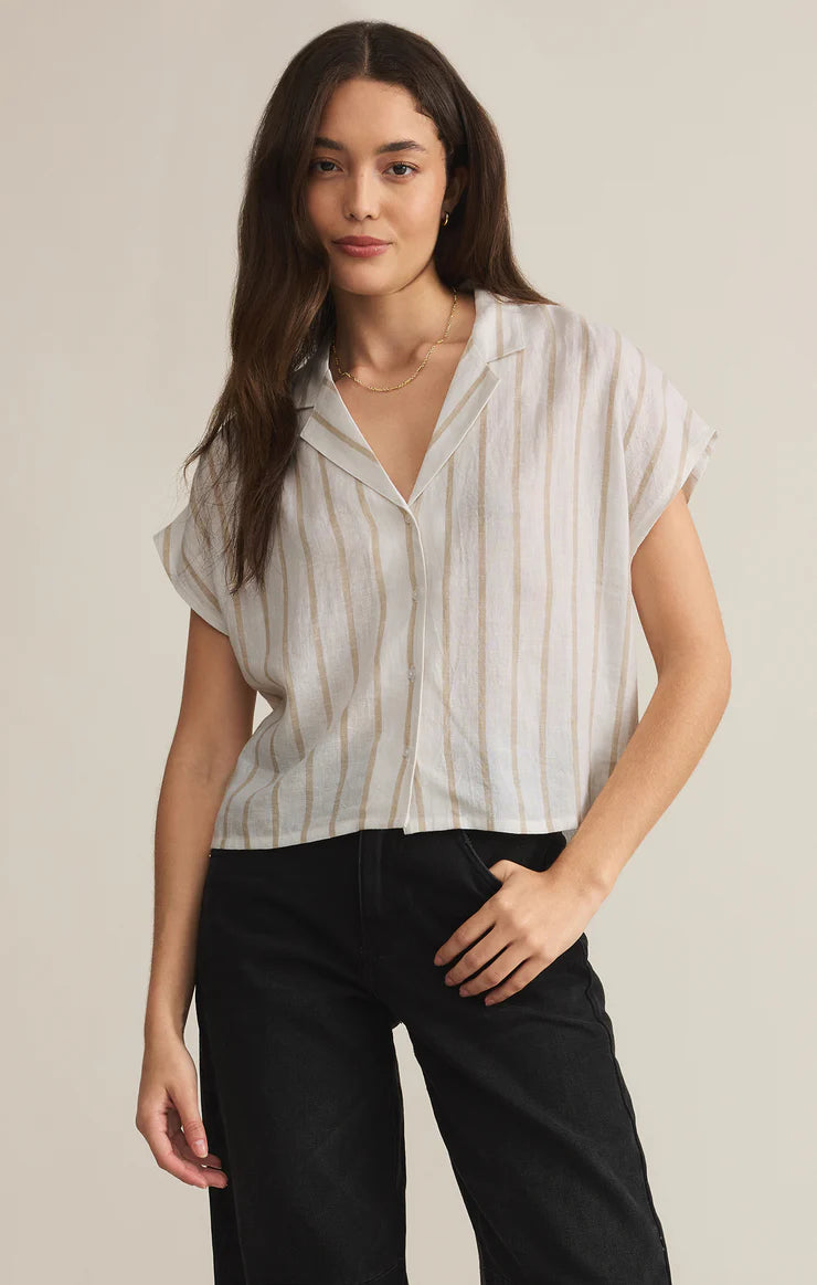 Z SUPPLY Parallel Button Down Top in cement-front