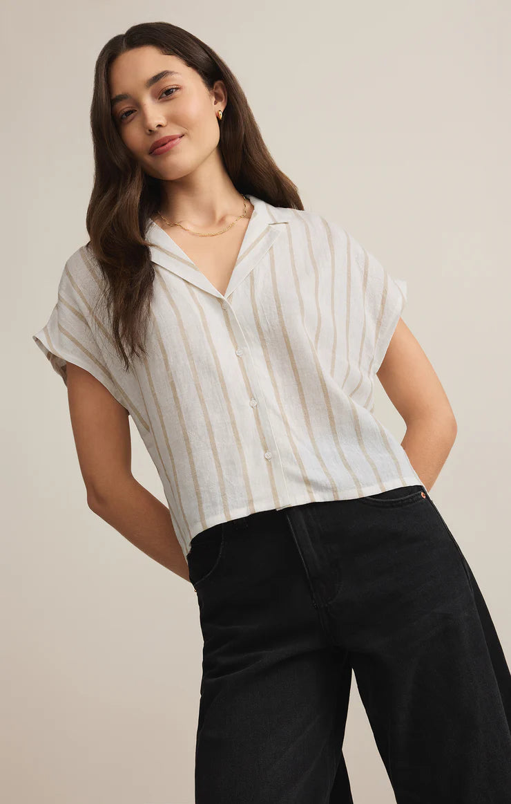 Z SUPPLY Parallel Button Down Top in cement-front