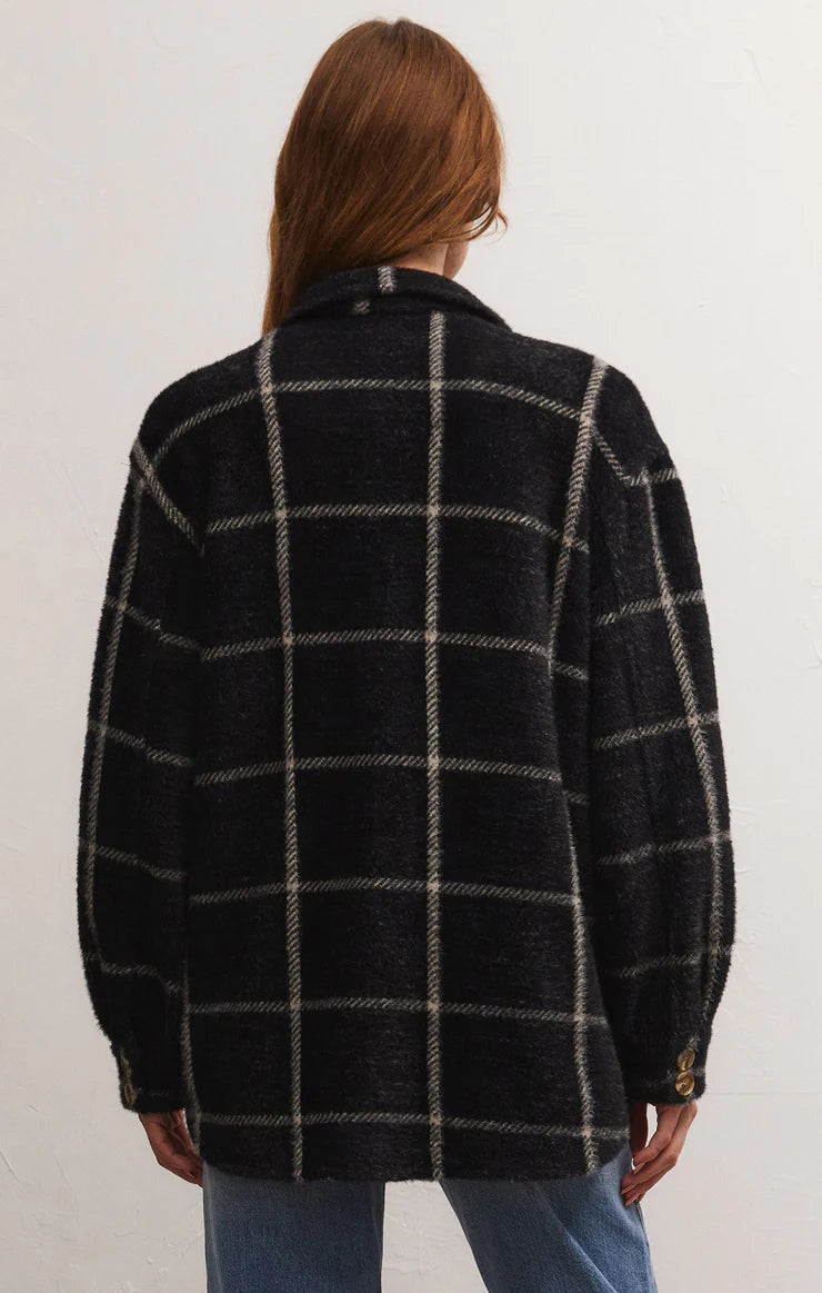 Z SUPPLY Plaid Tucker Shirt Jacket in Washed Black