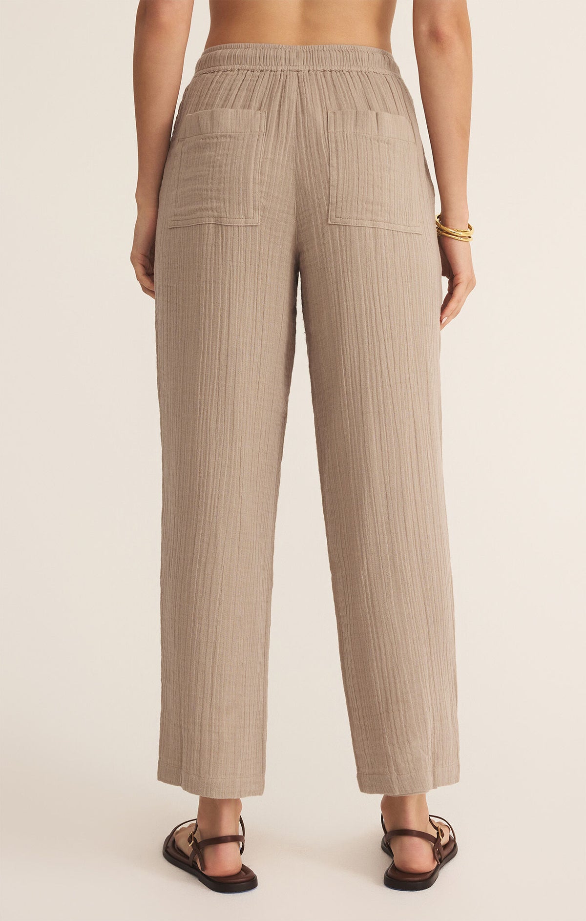 Z SUPPLY Plaza Airy Gauze Ankle Pant Iced Coffee