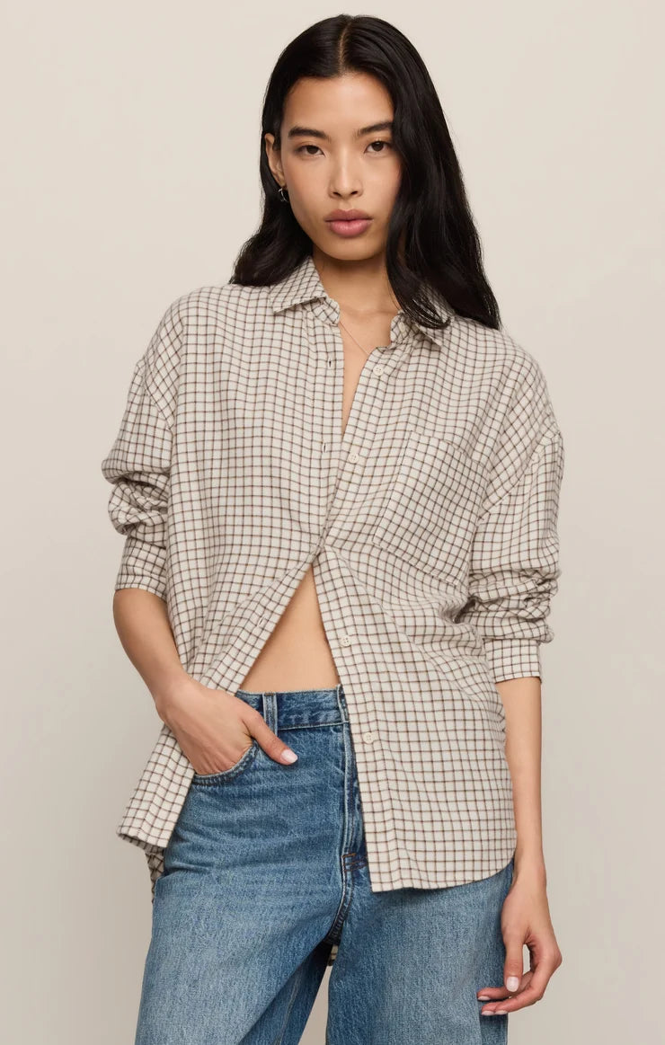 Z SUPPLY River Plaid Button Up  frosted pearl 