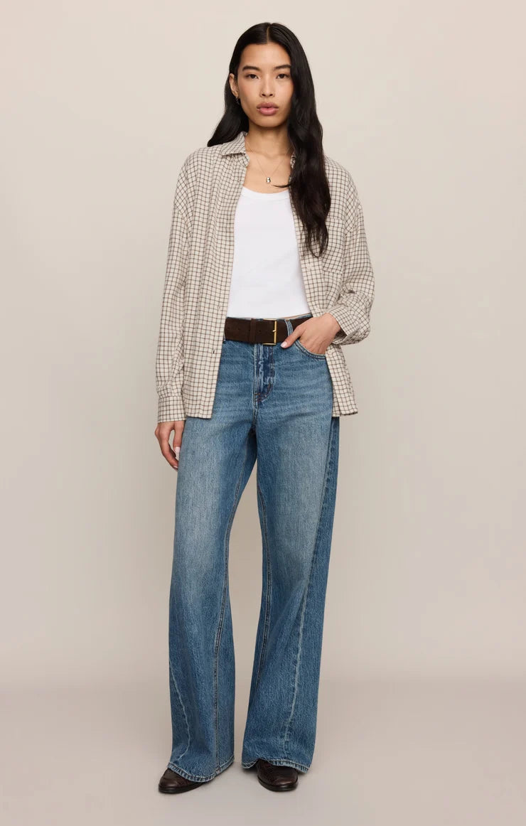 Z SUPPLY River Plaid Button Up  frosted pearl 