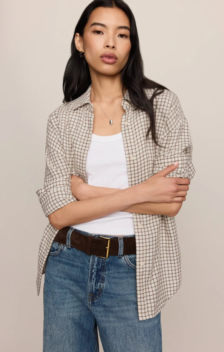 Z SUPPLY River Plaid Button Up  frosted pearl 