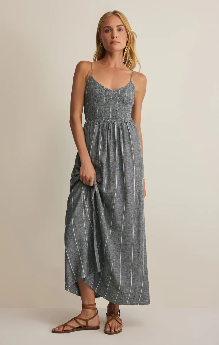 Z SUPPLY Romy Striped Linen Maxi Dress eclipse 