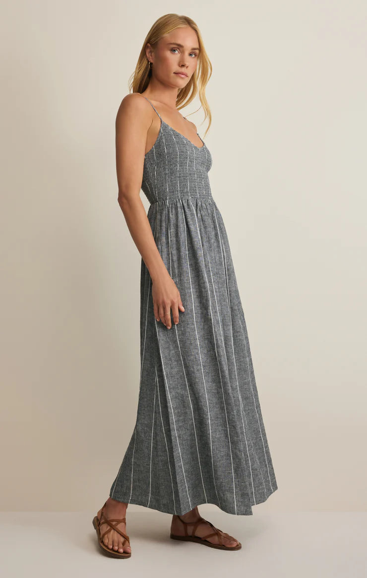 Z SUPPLY Romy Striped Linen Maxi Dress eclipse 