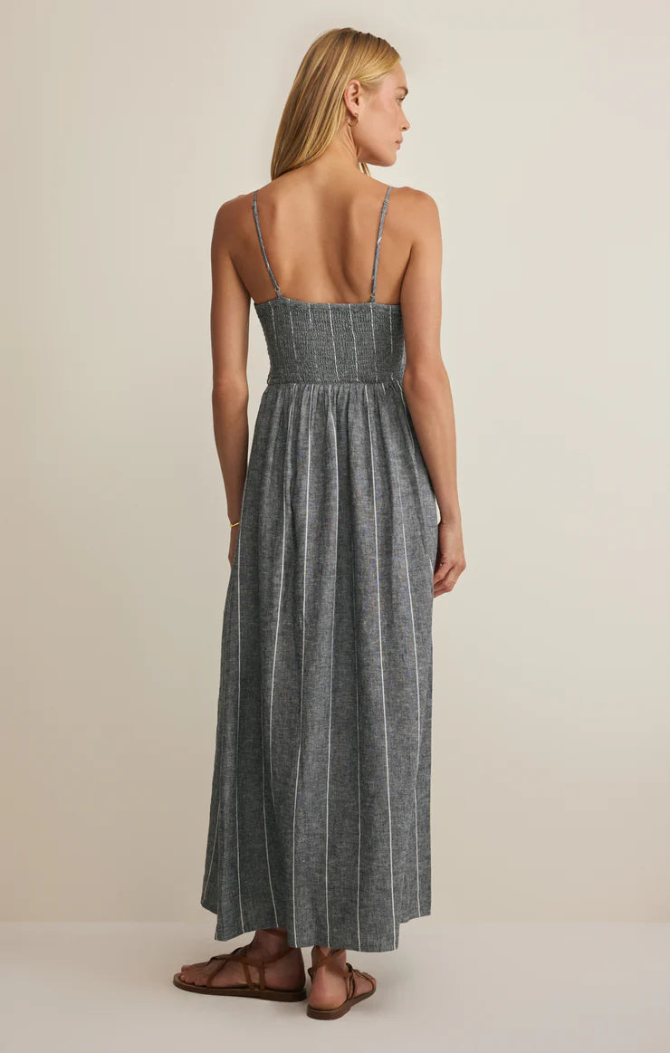 Z SUPPLY Romy Striped Linen Maxi Dress eclipse 