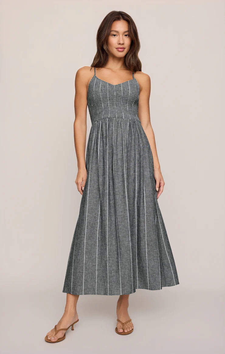 Z SUPPLY Romy Striped Linen Maxi Dress eclipse 