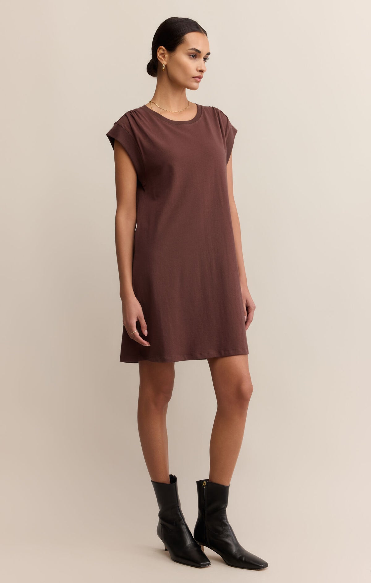 Z SUPPLY Routine Shift Mini Dress in sandalwood