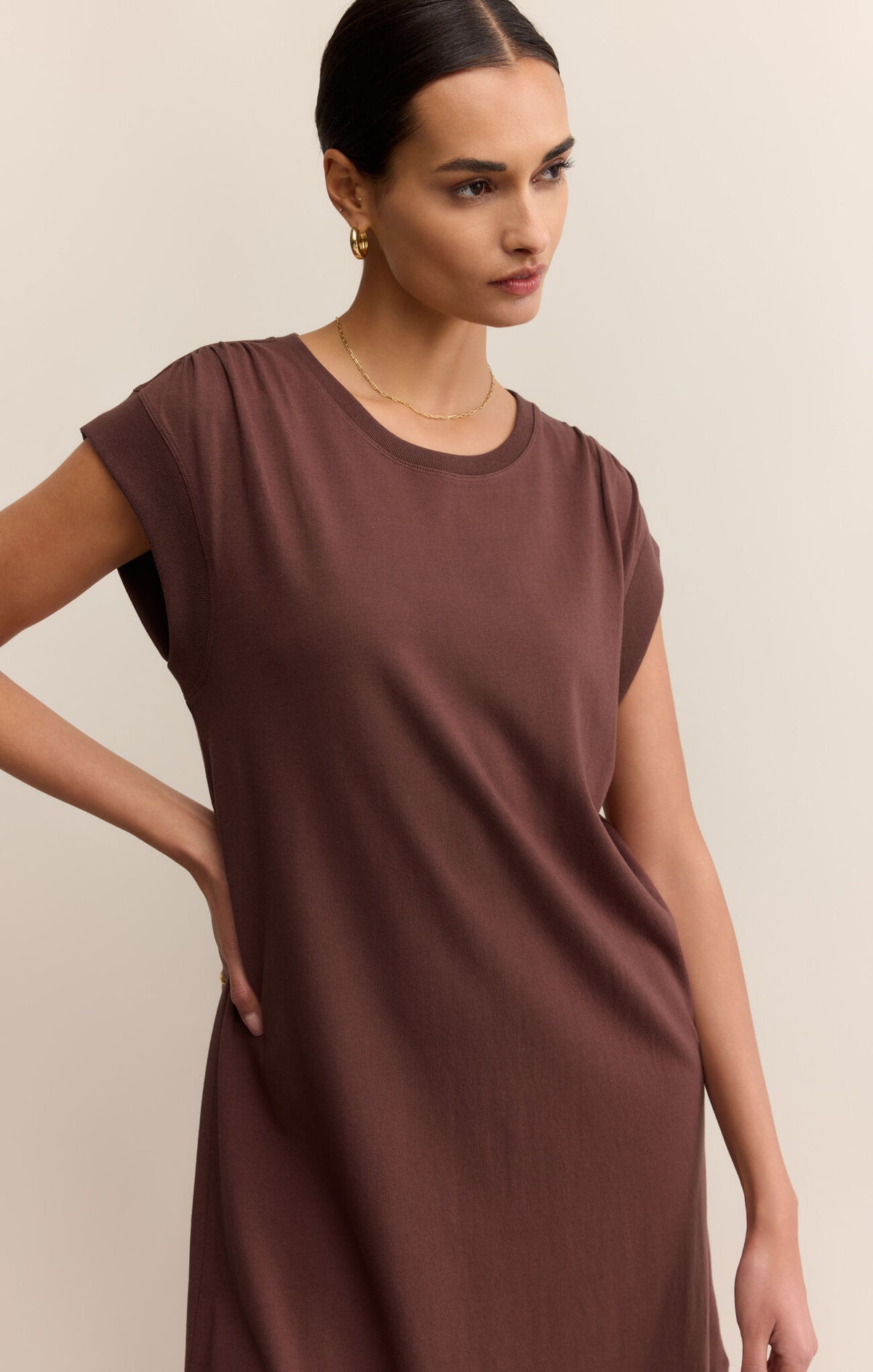 Z SUPPLY Routine Shift Mini Dress in sandalwood