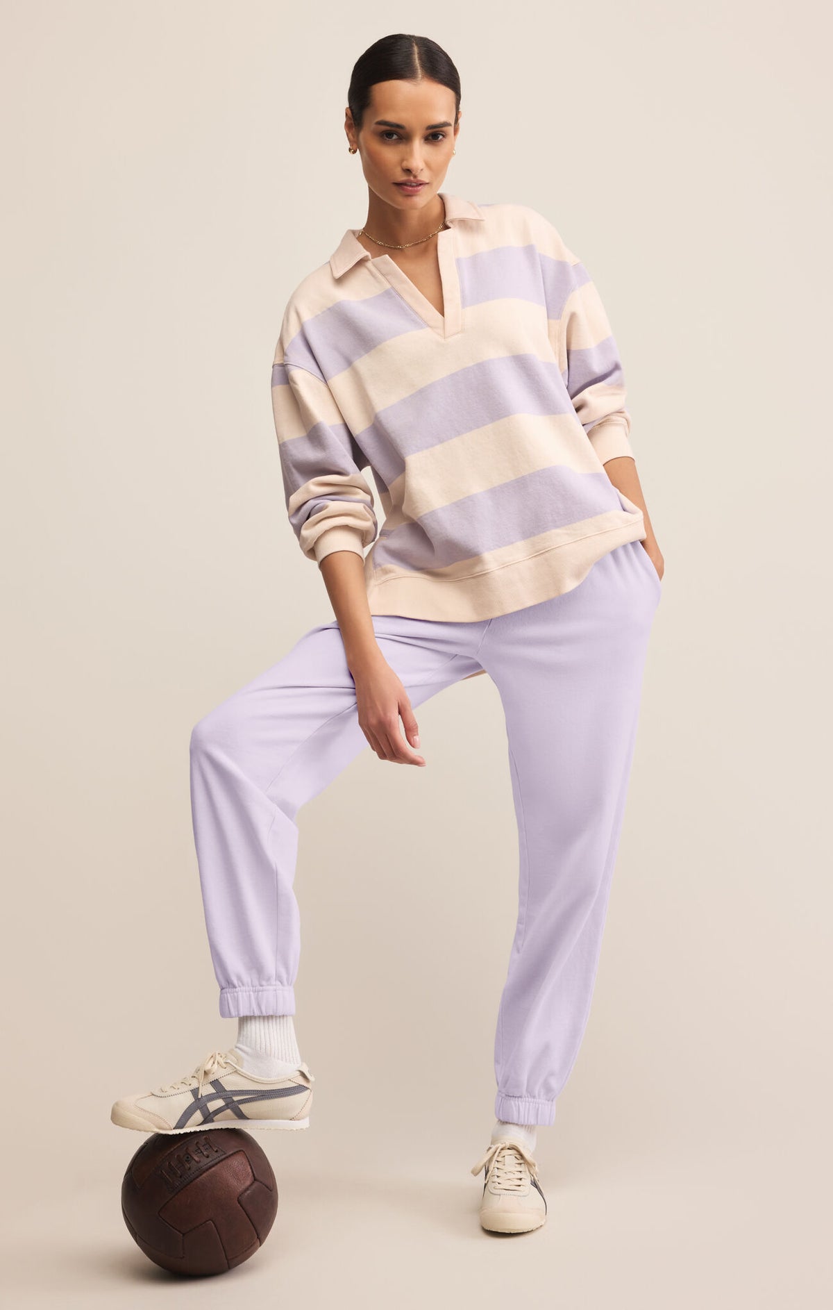 Z SUPPLY Rugby Brushed Fleece Henley in lavender ice