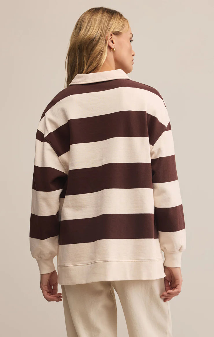 Z SUPPLY Rugby Brushed Fleece Henley in sandalwood