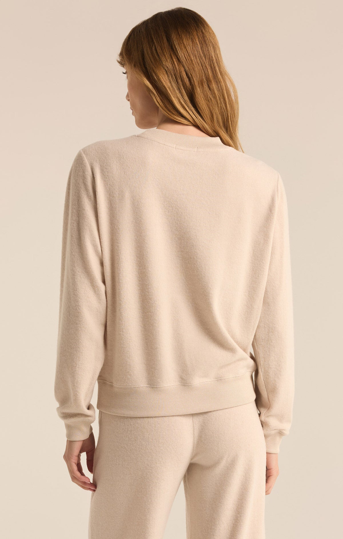 Z SUPPLY russel cozy pullover in light  oatmeal heather-back