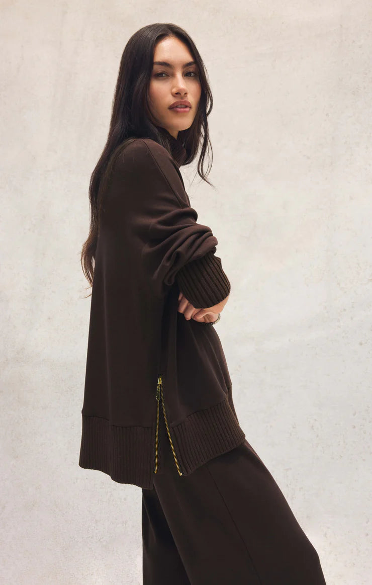 Z SUPPLY Sable Luxe Mock Neck Top chocolate cherry 