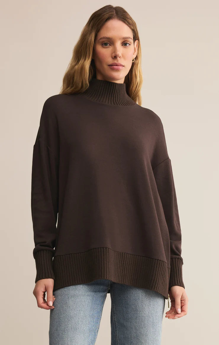 Z SUPPLY Sable Luxe Mock Neck Top chocolate cherry 