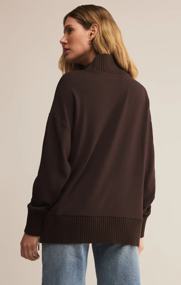 Z SUPPLY Sable Luxe Mock Neck Top chocolate cherry 