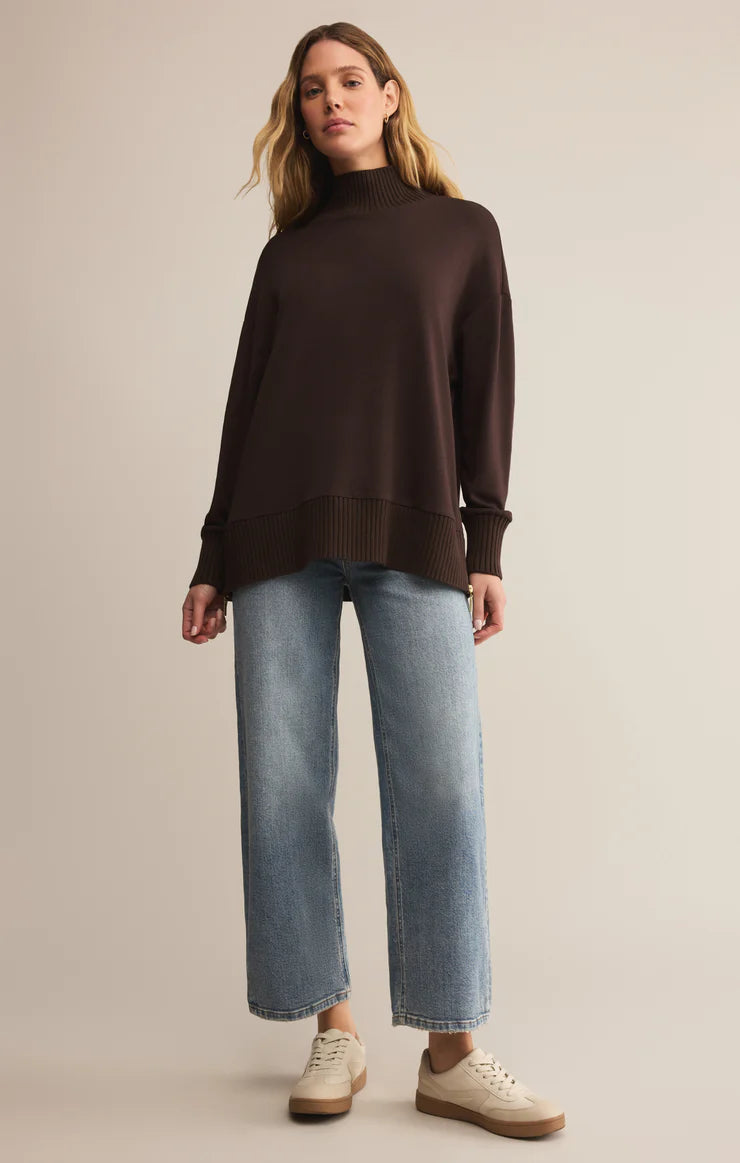 Z SUPPLY Sable Luxe Mock Neck Top chocolate cherry 