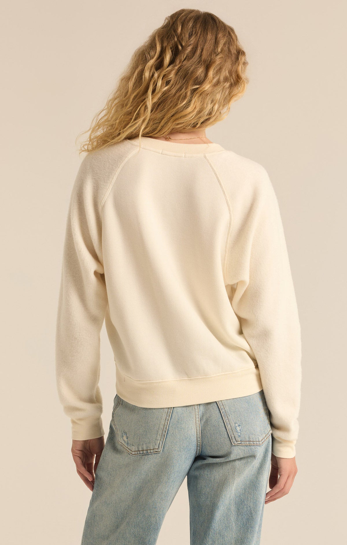 Z SUPPLY Saldana Reverse Fleece Top in sea salt-back