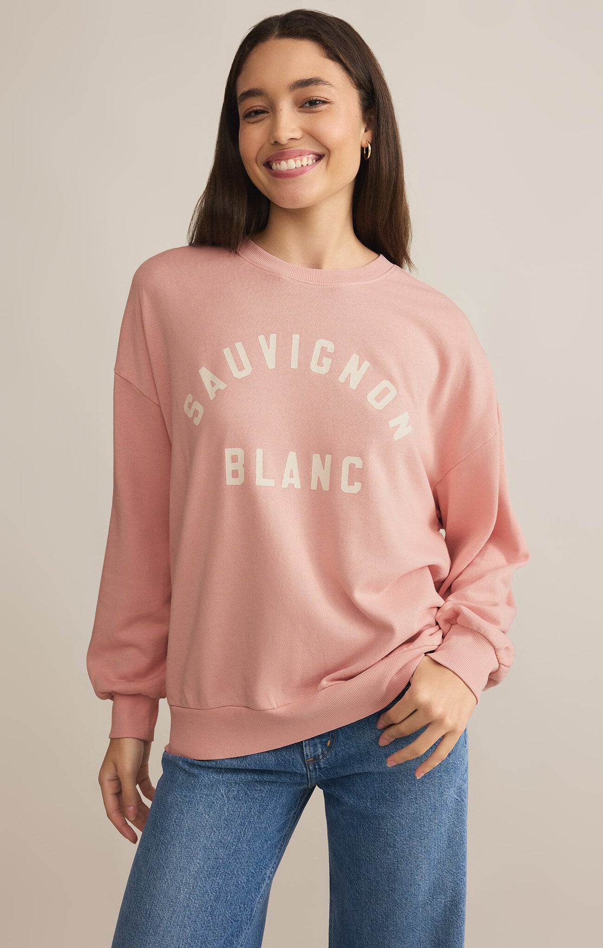 Z SUPPLY Sauv Blanc Sunday Sweatshirt in pink dreams-front