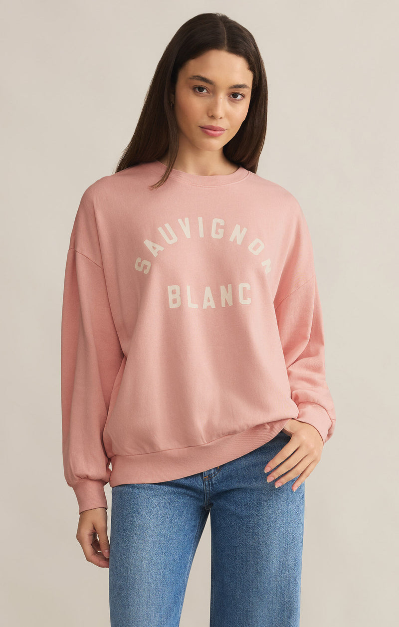 Z SUPPLY Sauv Blanc Sunday Sweatshirt in pink dreams-front