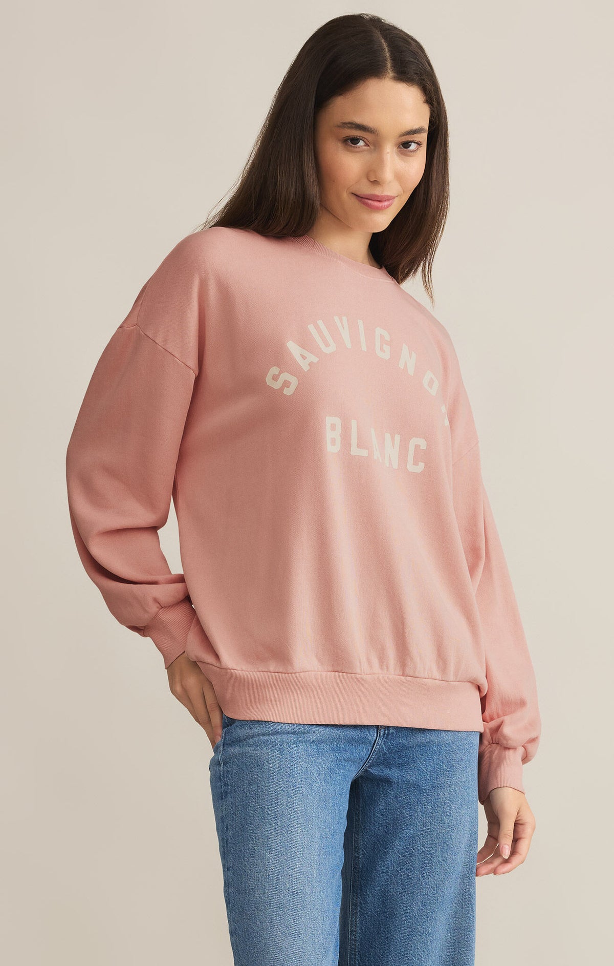 Z SUPPLY Sauv Blanc Sunday Sweatshirt in pink dreams-side