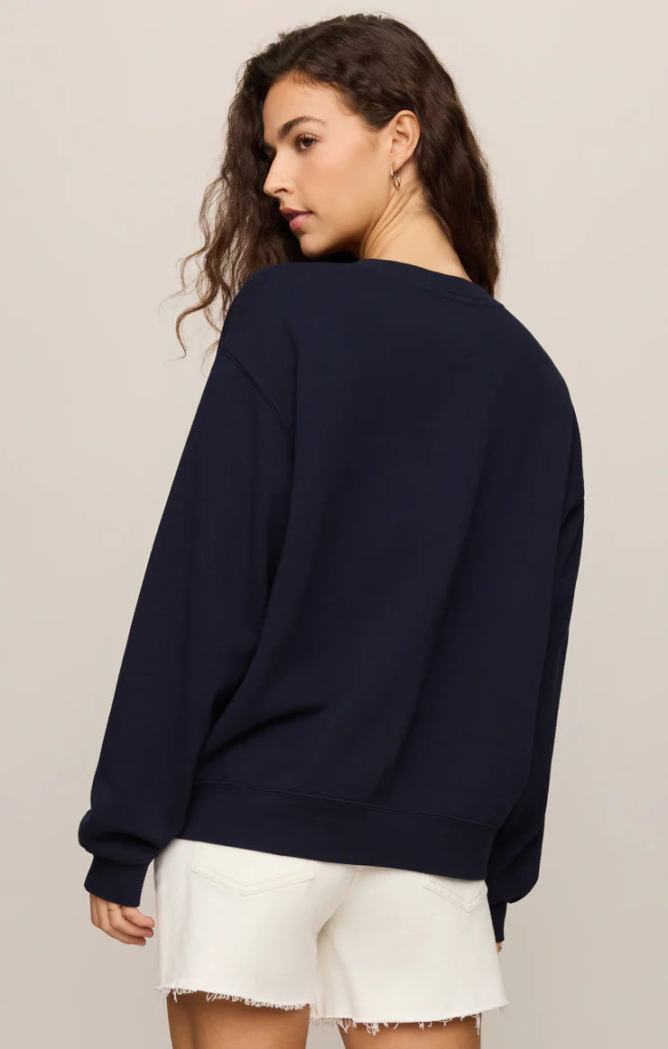 Z SUPPLY Seaside Boyfriend Fleece Sweatshirt eclipse 