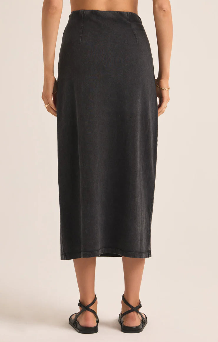 z supply shilo knit skirt in black-back