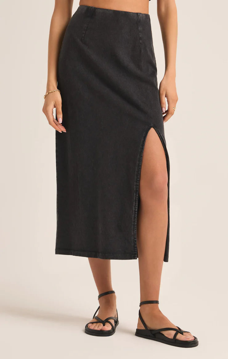z supply shilo knit skirt in black-front