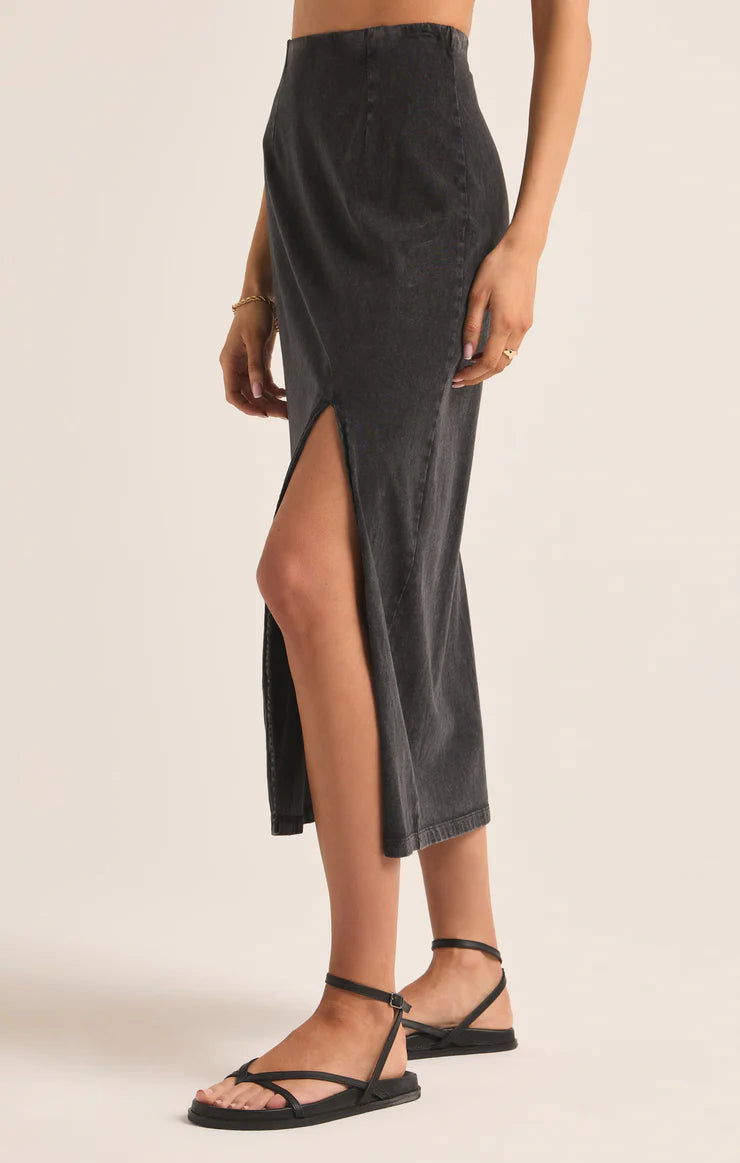 z supply shilo knit skirt in black-side