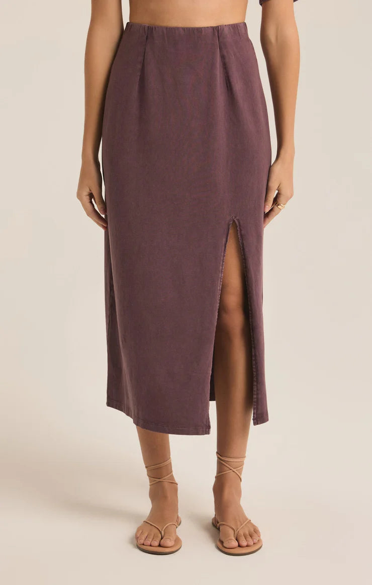 z supply shilo knit skirt on cocoa berry-front