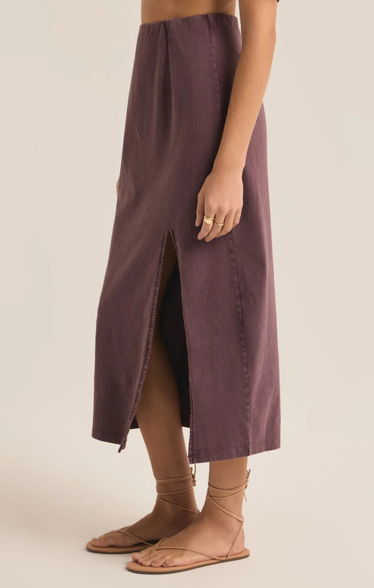 z supply shilo knit skirt on cocoa berry-side