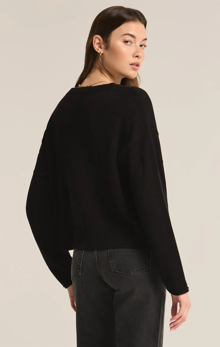 Z SUPPLY Sienna Love Sweater in black-back