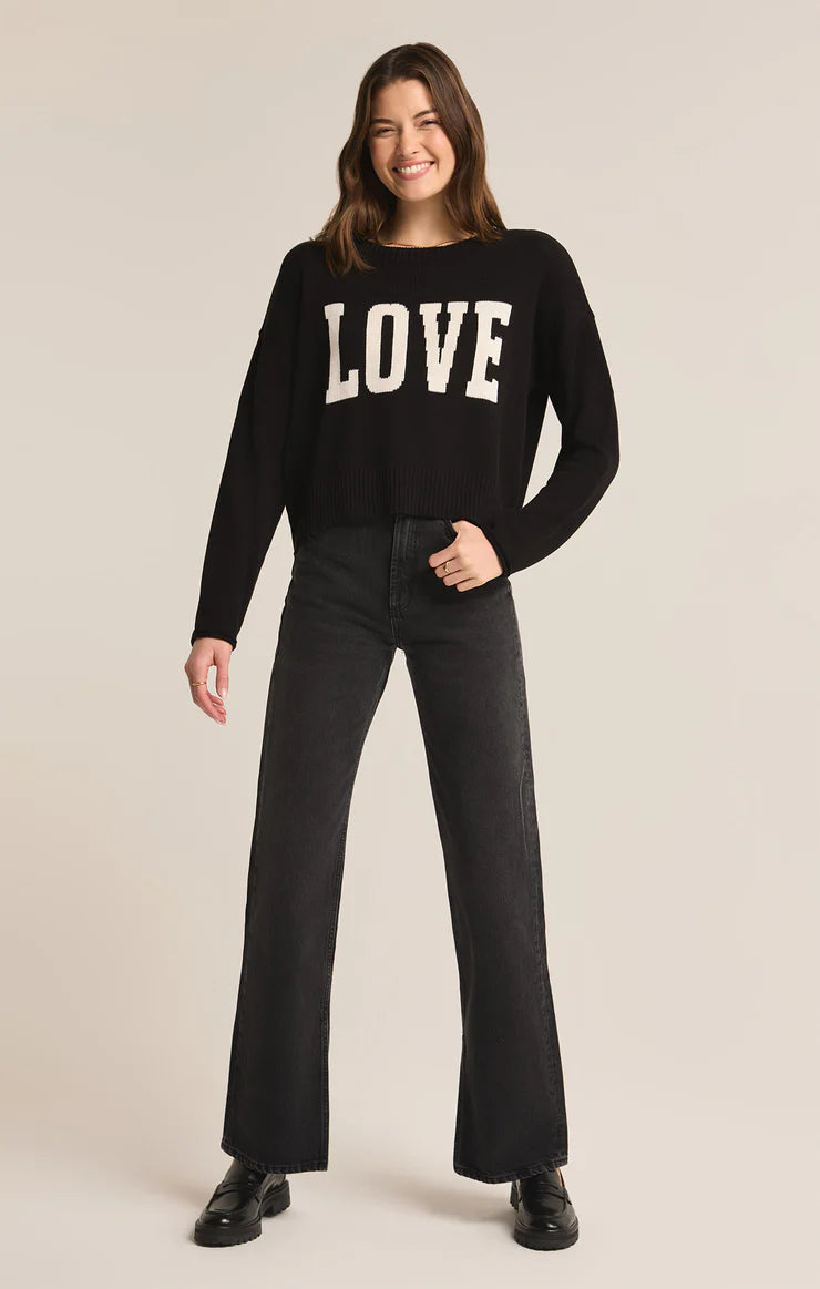 Z SUPPLY Sienna Love Sweater in black-front