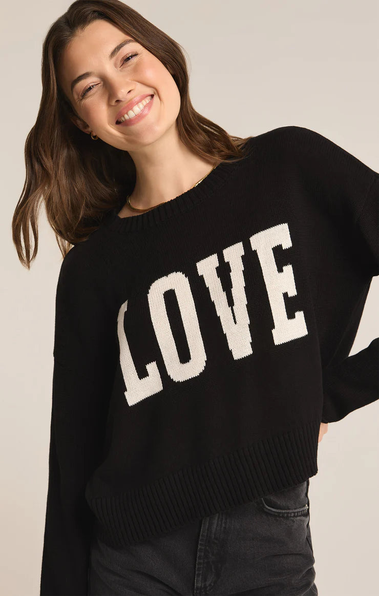 Z SUPPLY Sienna Love Sweater in black-front