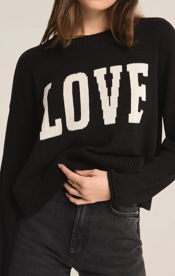 Z SUPPLY Sienna Love Sweater in black-front