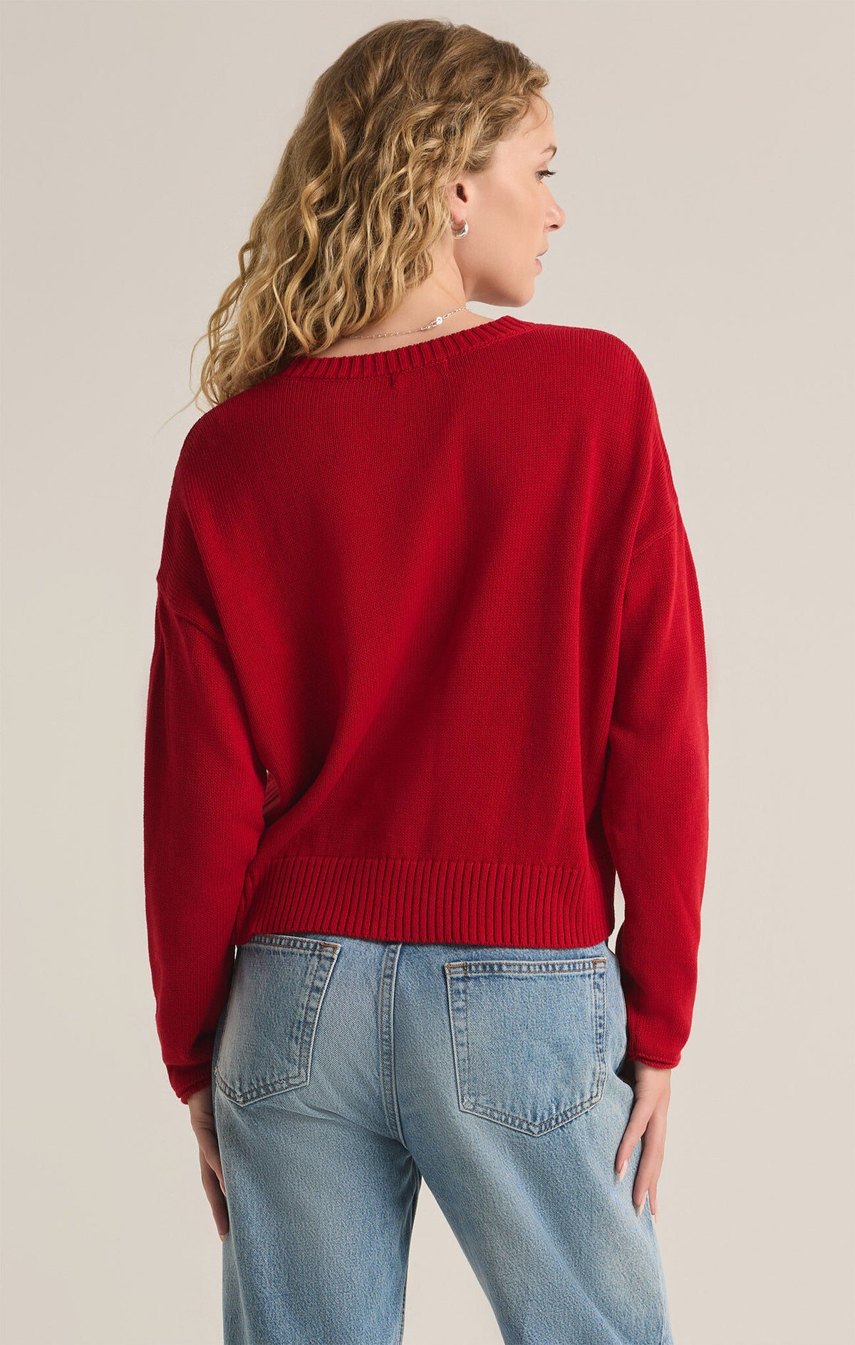 Z SUPPLY Sienna Merry Sweater in haute red-back