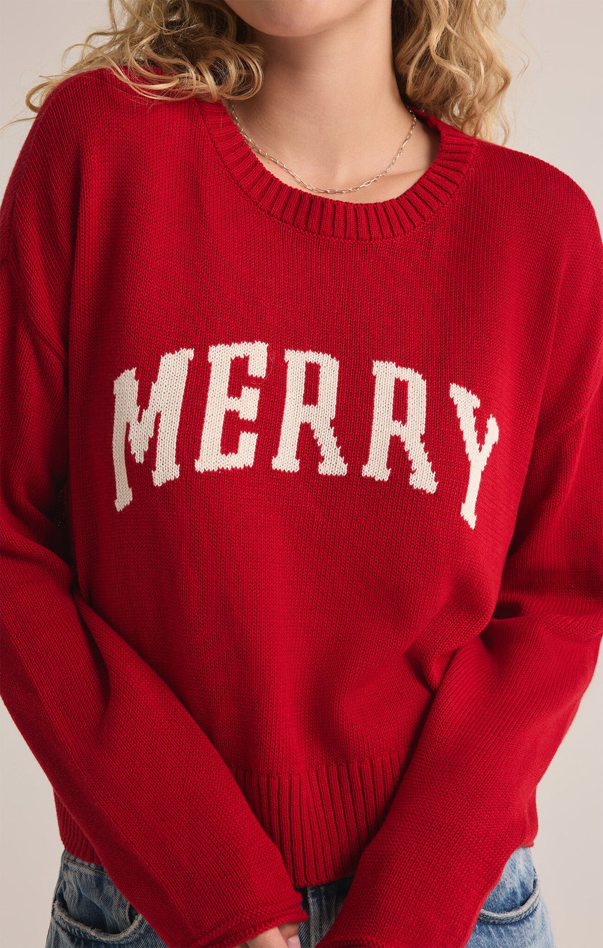 Z SUPPLY Sienna Merry Sweater in haute red-front