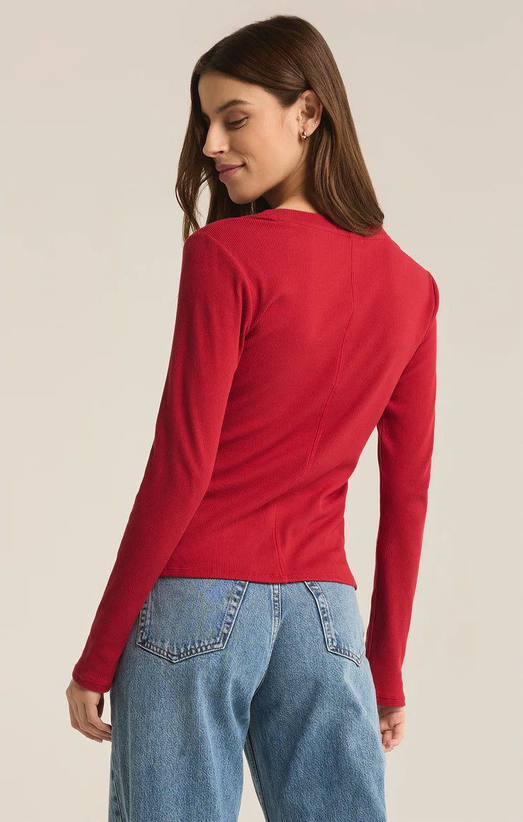 Z SUPPLY Sirena Rib Long Sleeve Tee Haute Red