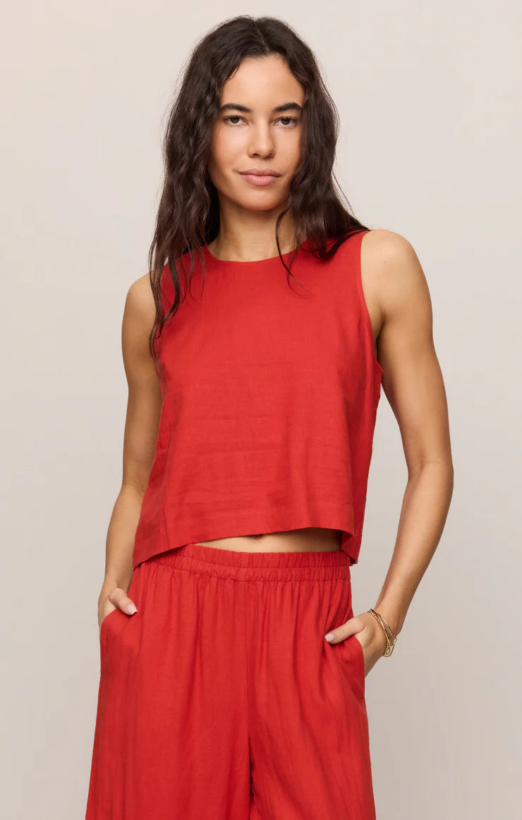 Z SUPPLY Sloane Linen Cropped Tank  chili pepper