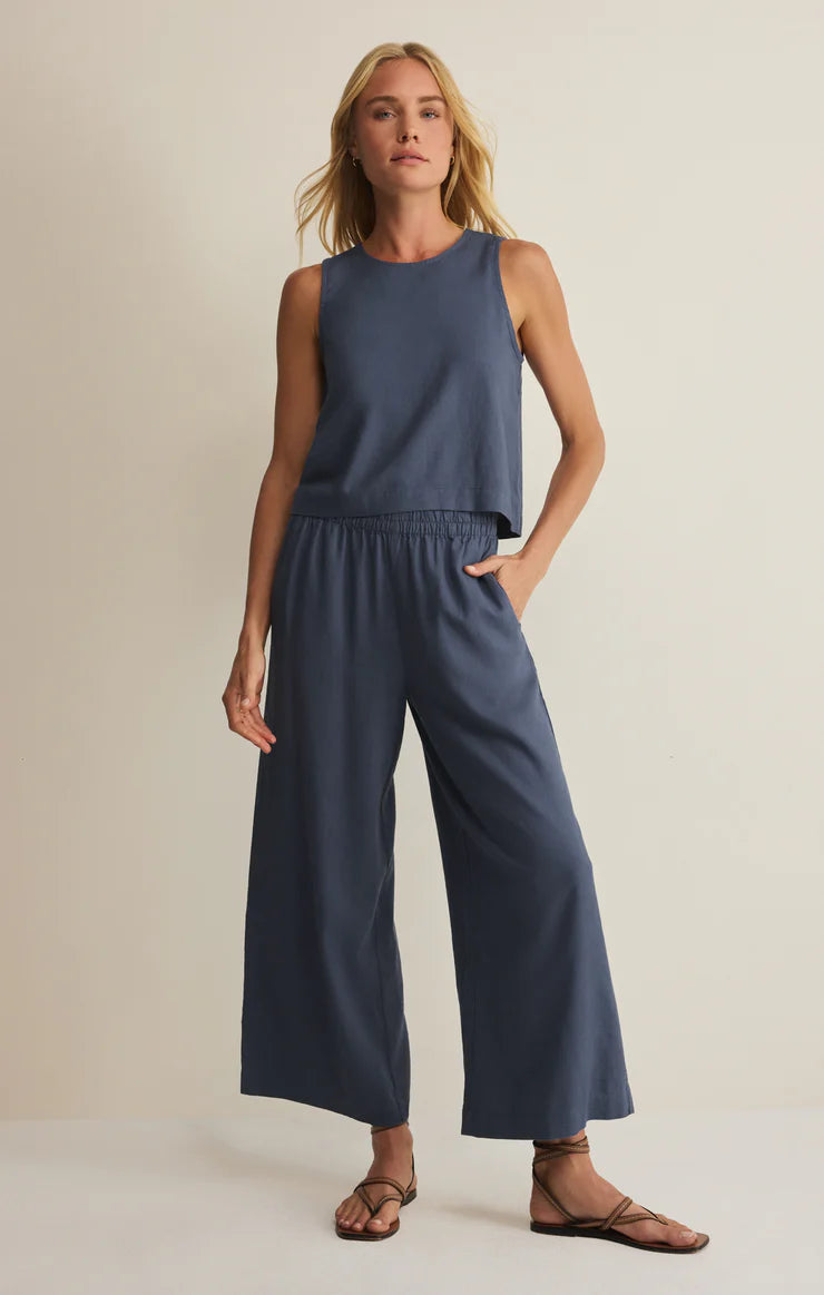Z SUPPLY Sloane Linen Cropped Tank  vintage indigo