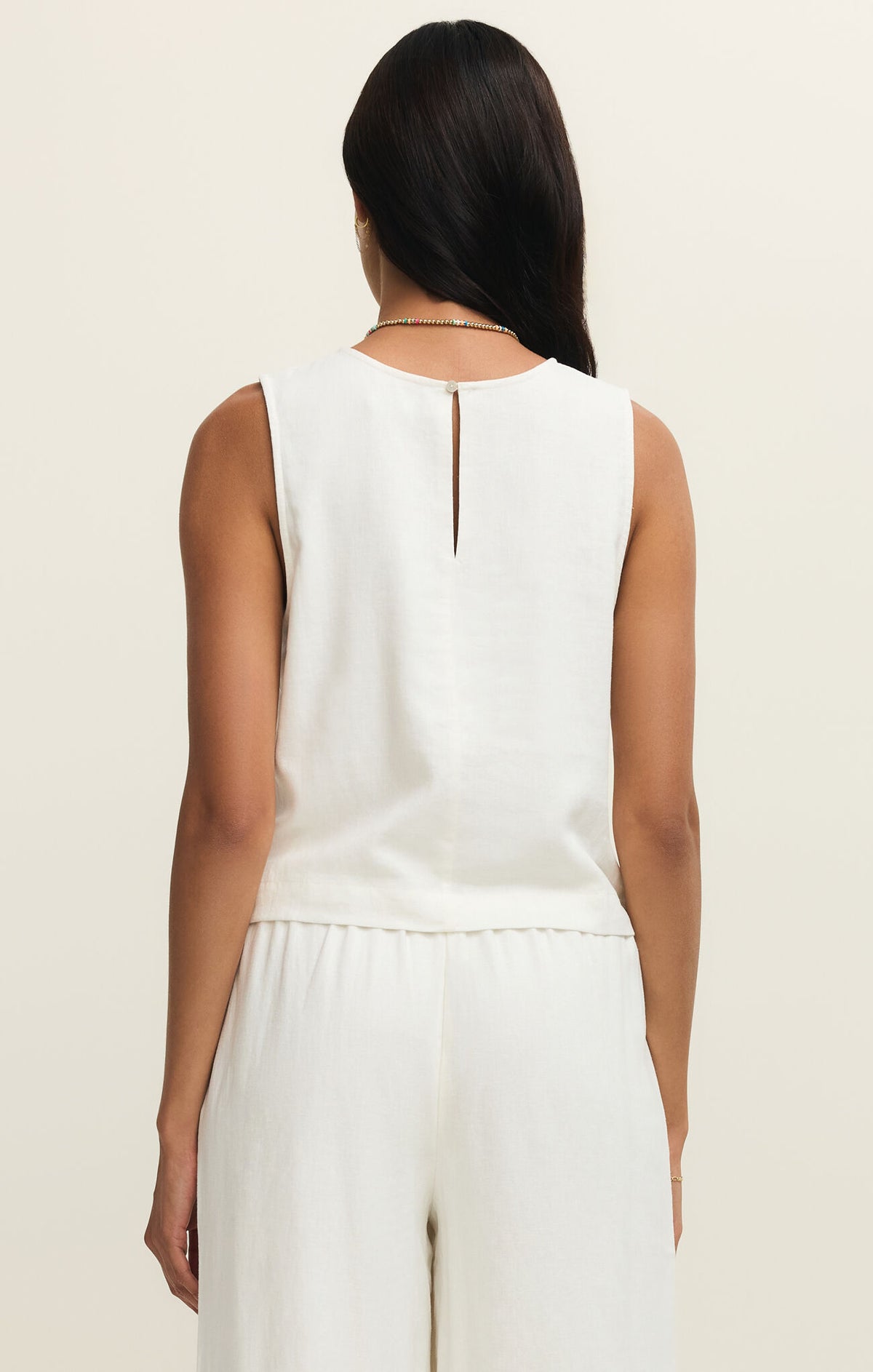 Z SUPPLY Sloane Linen Cropped Tank  white 