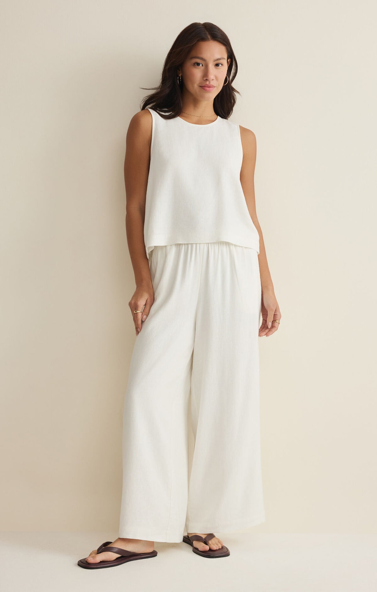 Z SUPPLY Sloane Linen Cropped Tank  white 