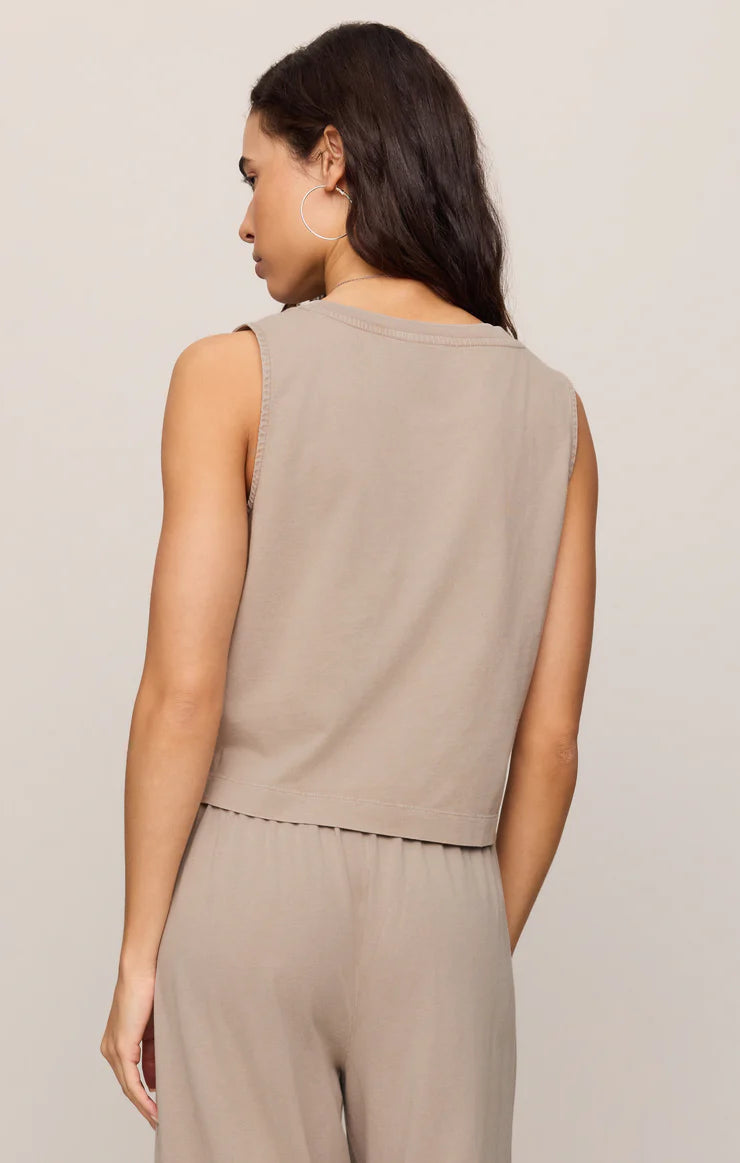 Z SUPPLY Sloane V-Neck Cotton Jersey Tank stone gray