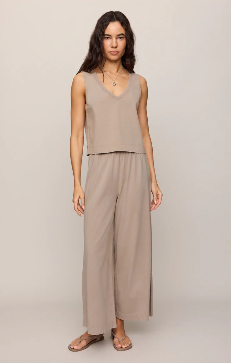 Z SUPPLY Sloane V-Neck Cotton Jersey Tank stone gray