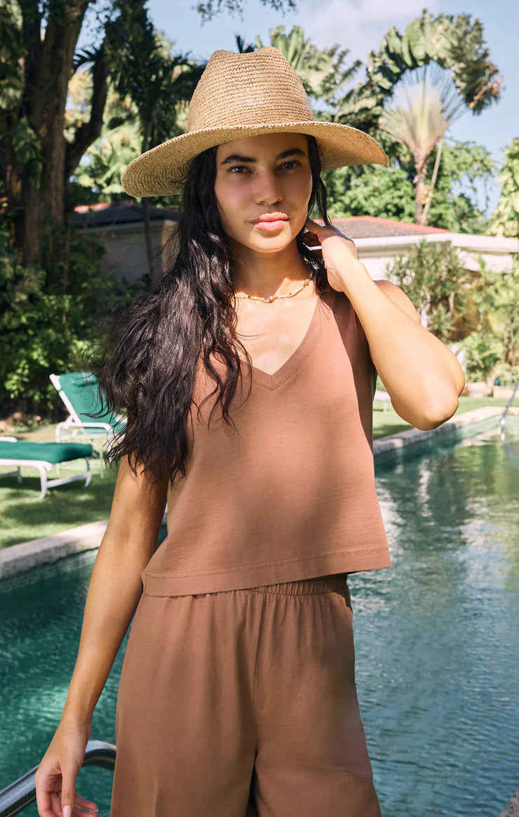 Z SUPPLY Sloane V-Neck Top in teakwood