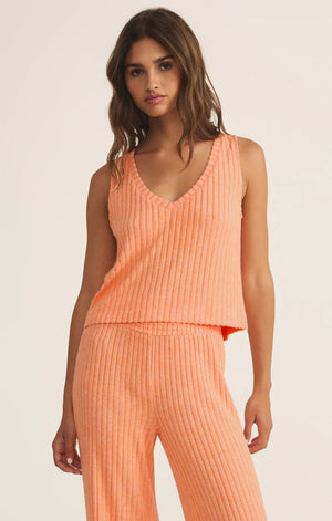 Z SUPPLY Sloane V-Neck Silky Rib Tank in malibu orange